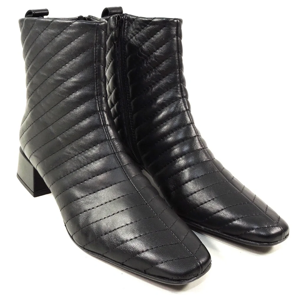 NAPOLEONI ๐ฎ๐น WOMEN'S BLACK SOFT LEATHER COMFORT ANKLE BOOTIE - Picture 2 of 8